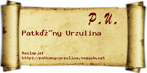 Patkány Urzulina névjegykártya